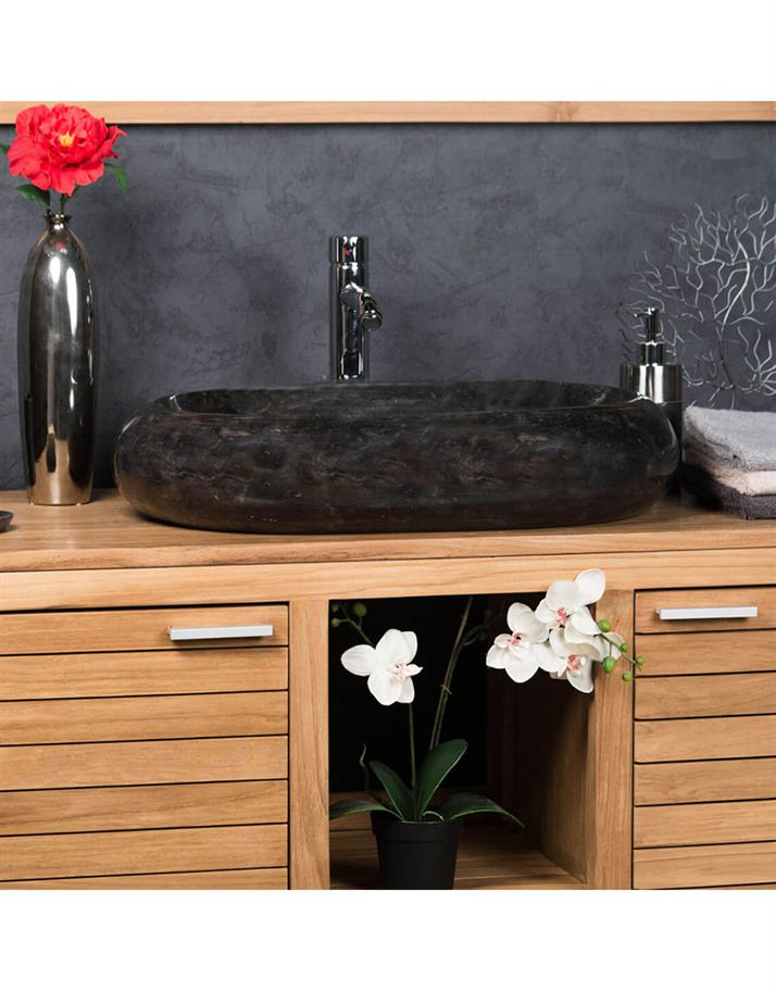 Beautifully Black Polished Rounded Rectangular Sink