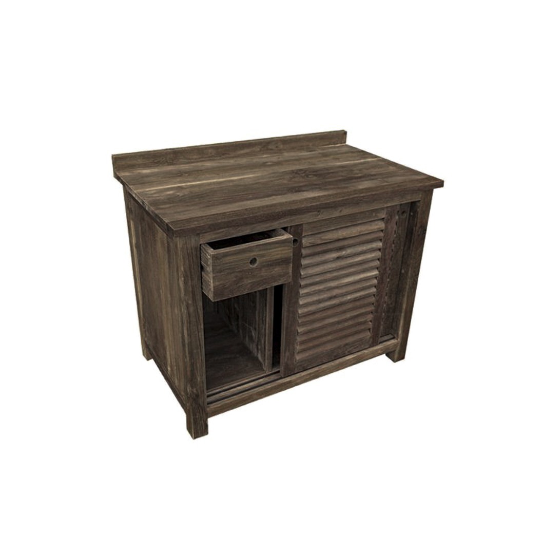 The 'Timbak' Louvered Reclaimed Teak Washstand