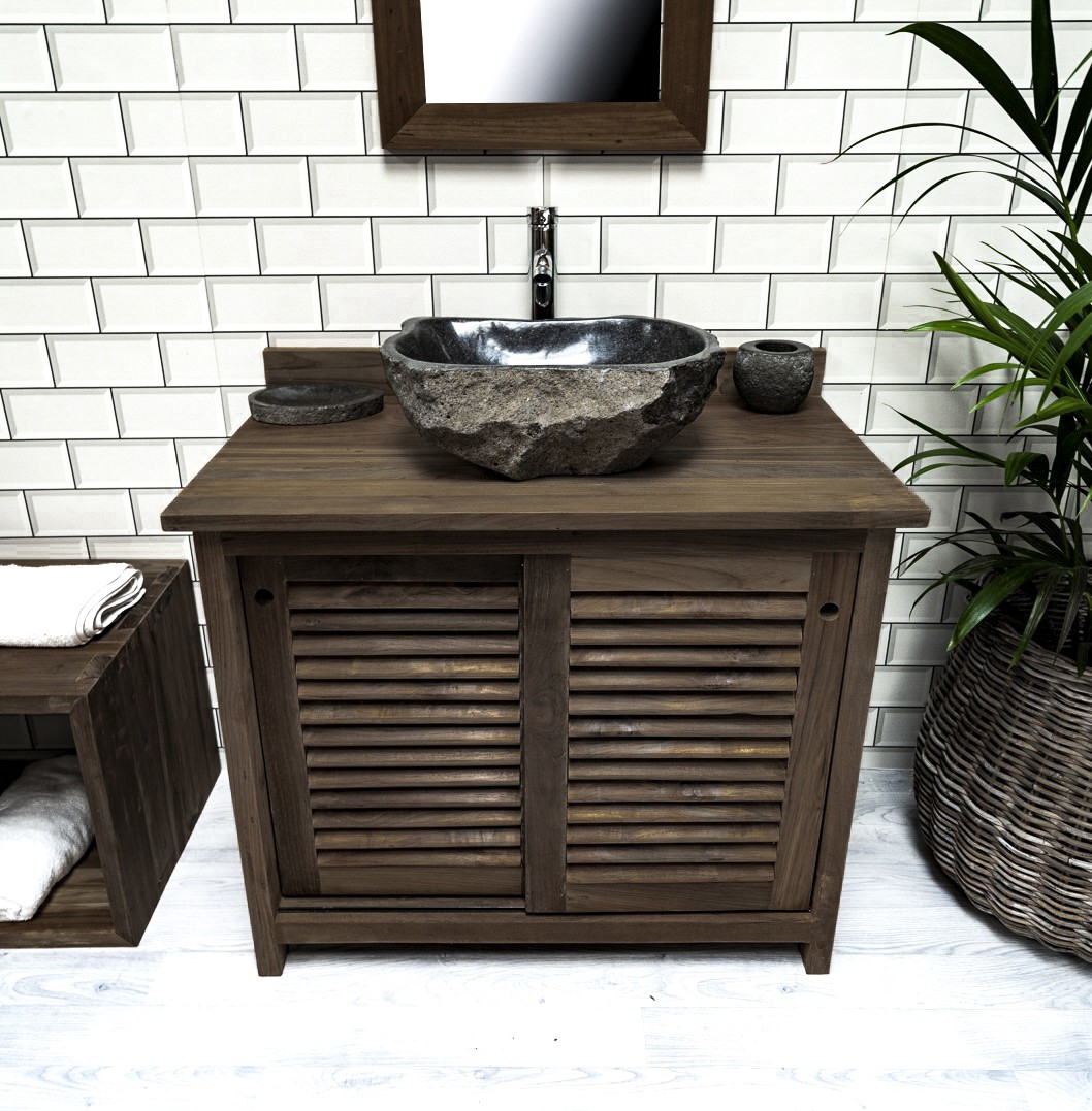 The 'Timbak' Louvered Reclaimed Teak Washstand