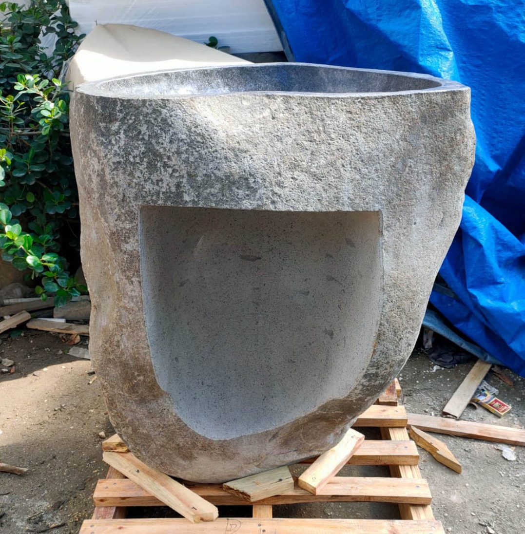Natural River Stone Pedestal Sink 1 – 70w x 55d x 90h