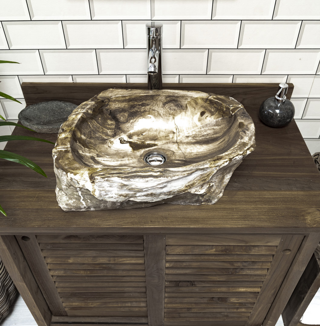 Petrified / Fossilised Wood Sink 557 - 51 x 39cm