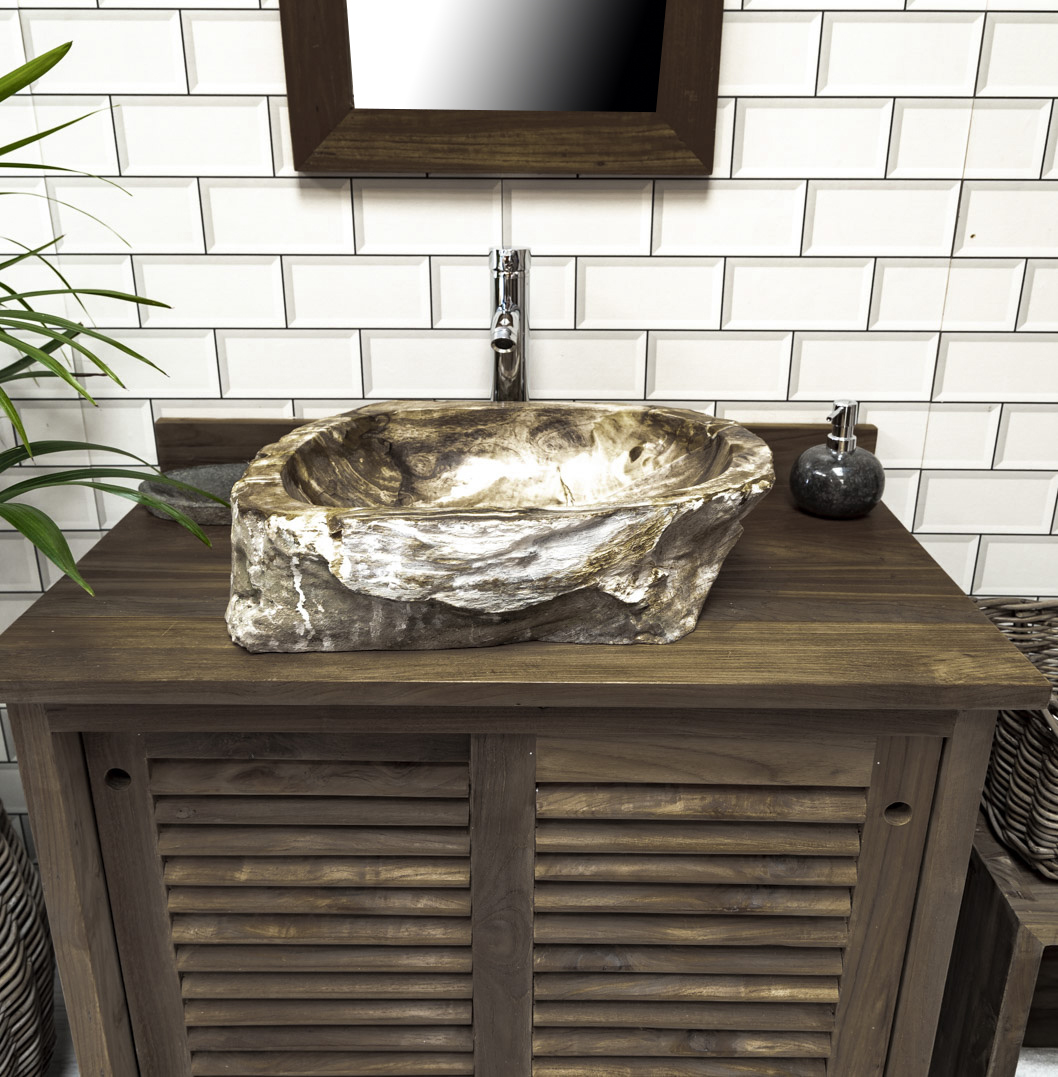 Petrified / Fossilised Wood Sink 557 - 51 x 39cm