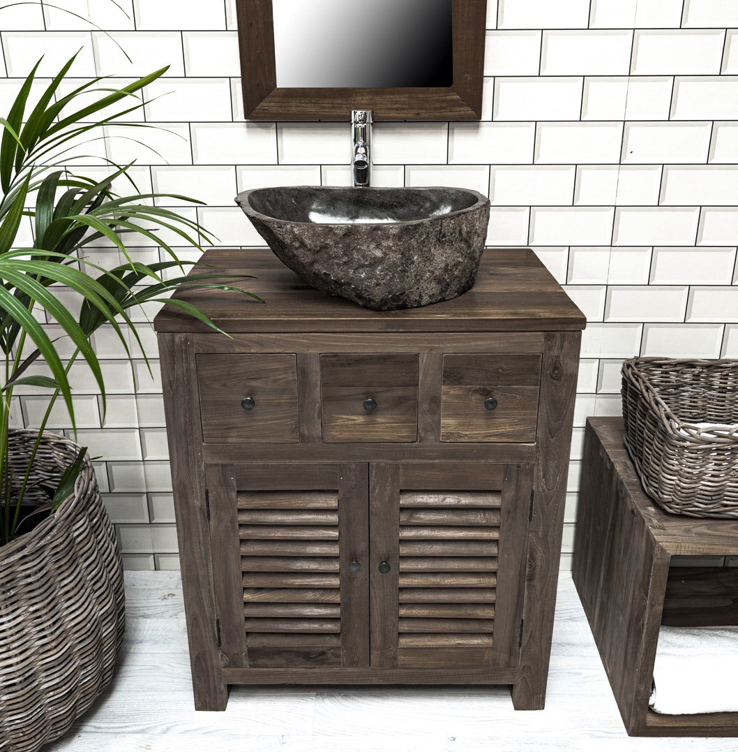 The 'Duduk' Reclaimed Teak Washstand with Louvered Cupboards