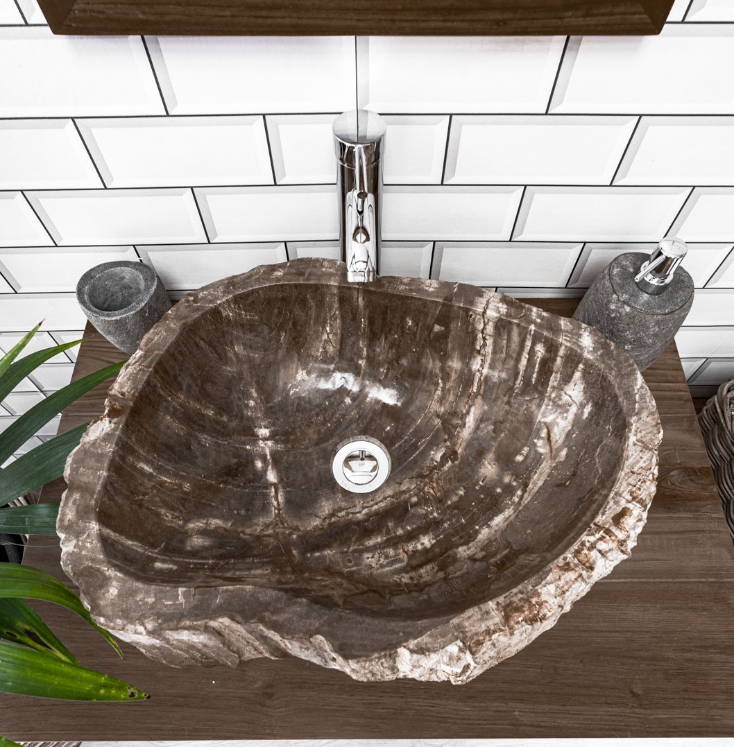 Petrified / Fossilised Wood Sink 203 - 54 x 42cm