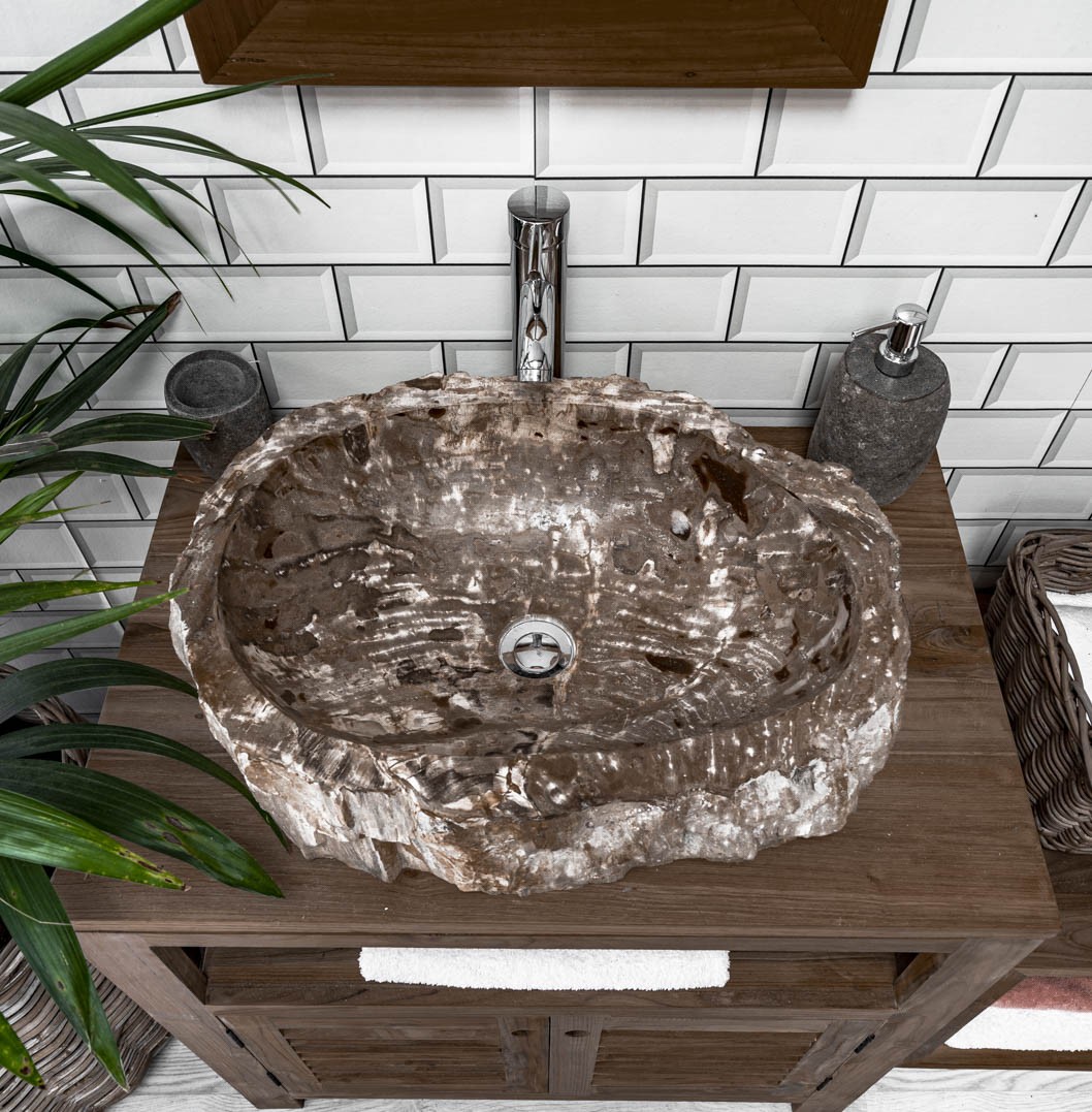 Petrified / Fossilised Wood Sink 211 - 55 x 43cm