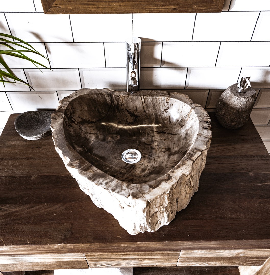 Petrified / Fossilised Wood Sink 411 - 46 x 34cm