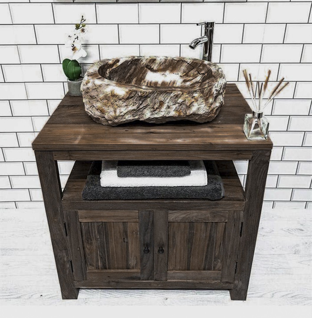 The 'Susu' Reclaimed Wood Vanity Unit with Cupboard