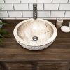 Cream Hammered / Polished Basin. Marble Sink - 40 x 15cm.