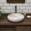 Cream Full Polished Marble Donut Sink. 40 x 12cm.