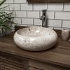 Cream Full Polished Marble Donut Sink. 40 x 12cm.