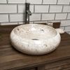 Cream Full Polished Marble Donut Sink. 40 x 12cm.