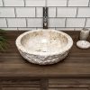 Cream Rough Hewn Stone Bowl Sink - 40 x 15cm.