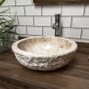 Cream Rough Hewn Stone Bowl Sink - 40 x 15cm.