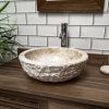 Cream Rough Hewn Stone Bowl Sink - 40 x 15cm.