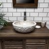 Cream Marble Bowl Sink with Carved Exterior 40 x 15cm