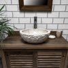 Cream Marble Bowl Sink with Carved Exterior 40 x 15cm