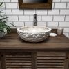 Cream Marble Bowl Sink with Carved Exterior 40 x 15cm