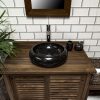 Black Full Polished Marble Donut Sink. 40 x 12cm.