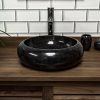 Black Full Polished Marble Donut Sink. 40 x 12cm.