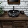 Black Marble Bowl Sink with Carved Exterior 40 x 15cm