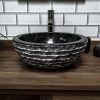 Black Marble Bowl Sink with Carved Exterior 40 x 15cm