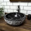 Black Marble Bowl Sink with Carved Exterior 40 x 15cm