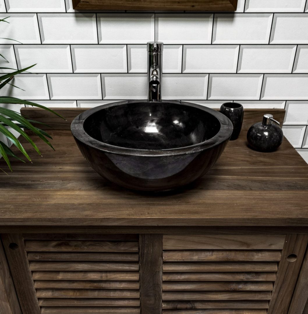 Polished Black Marble Bowl Sink 40 x 15cm