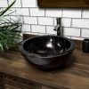 Polished Black Marble Bowl Sink 35 x 15cm