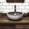 Grey Hammered / Polished Basin. Marble Sink - 40 x 15cm.