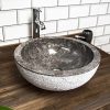 Grey Hammered / Polished Basin. Marble Sink - 40 x 15cm.