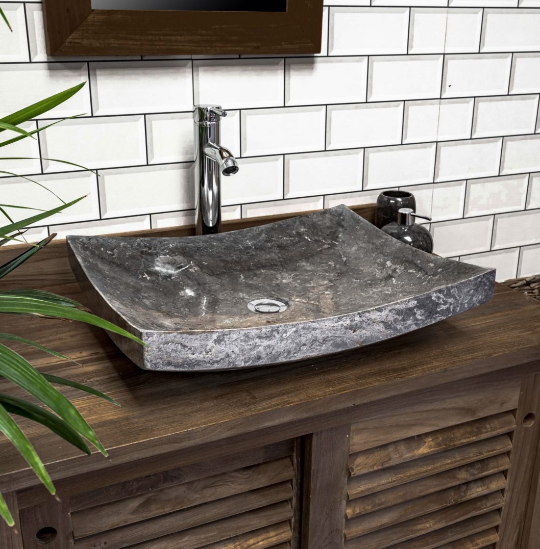 Grey Polished 'Zen Style' Basin – 50 x 40 x 12cm.