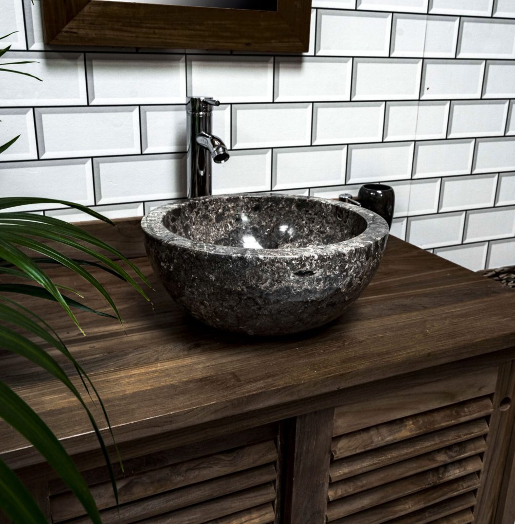 Polished Grey Marble Bowl Sink 35 x 15cm