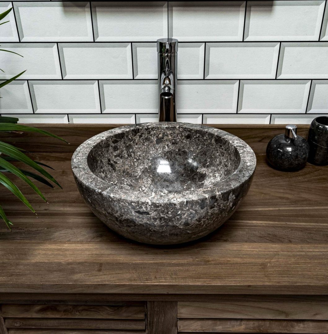 Polished Grey Marble Bowl Sink 35 x 15cm