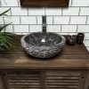 Grey Marble Bowl Sink with Carved Exterior 40 x 15cm