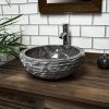 Grey Marble Bowl Sink with Carved Exterior 40 x 15cm