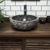 Grey Marble Bowl Sink with Carved Exterior 40 x 15cm