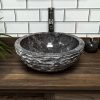 Grey Marble Bowl Sink with Carved Exterior 40 x 15cm