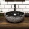 Black Hammered / Polished Basin. Marble Sink - 40 x 15cm.