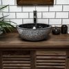 Black Hammered / Polished Basin. Marble Sink - 40 x 15cm.