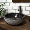 Black Hammered / Polished Basin. Marble Sink - 40 x 15cm.