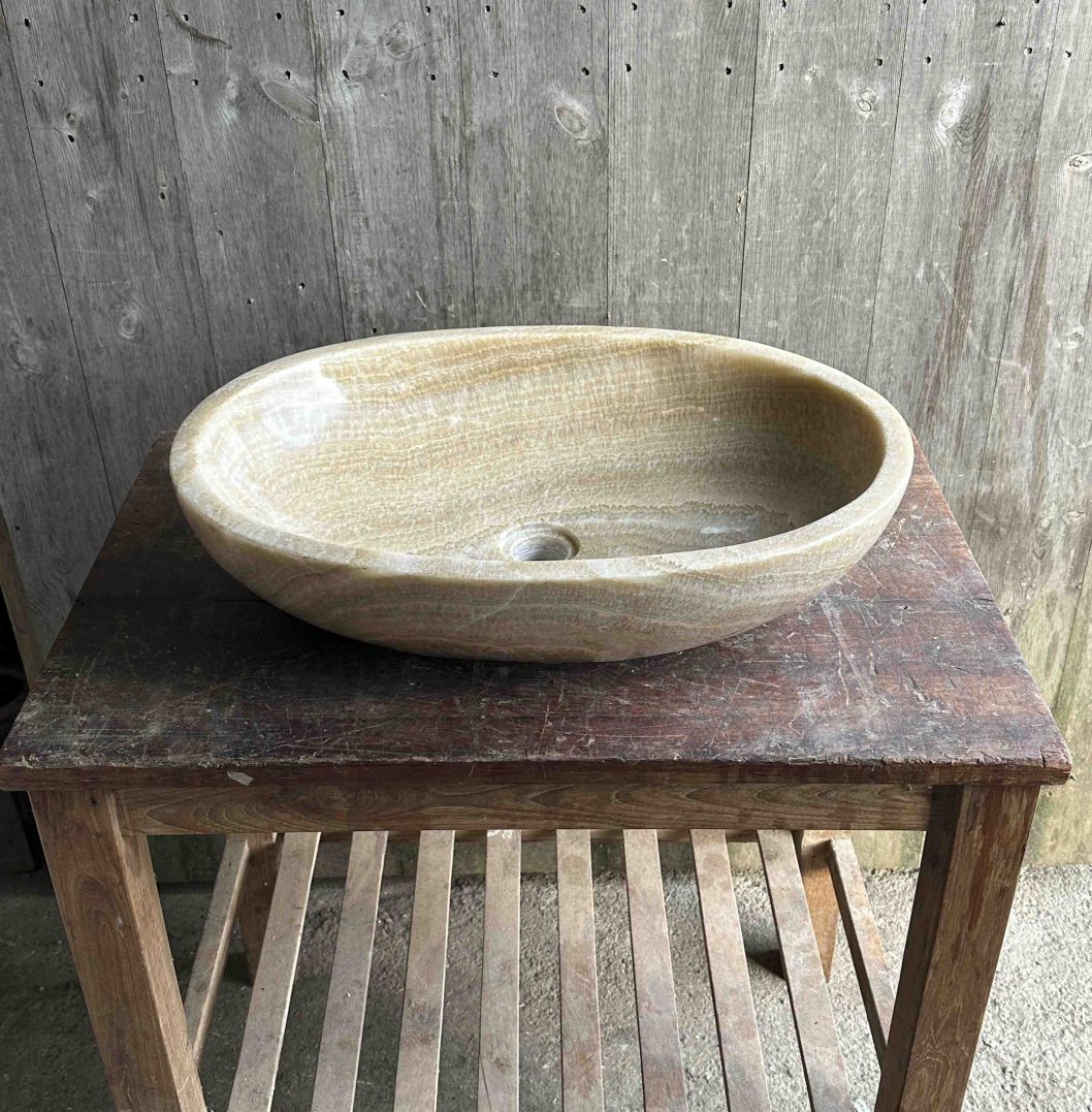 Onyx Marble Oval Sink 1. 58 x 40 x 15cm.