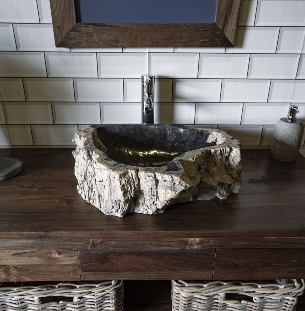 Petrified Wood Sink No. 105 - 55 x 40 x 15cm