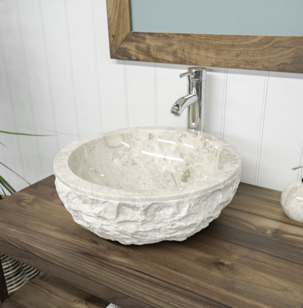 Rustic Cream Marble Bowl Sink
