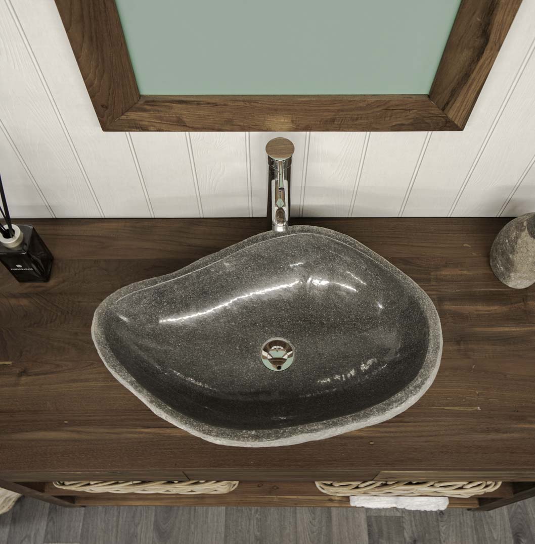 Large natural river stone sink