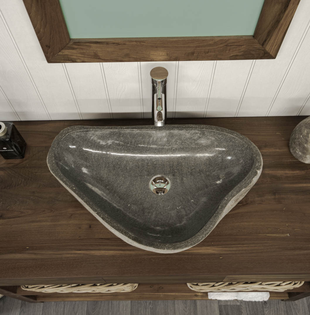 Large rustic river stone sink